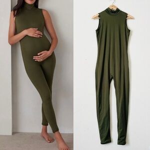 Bumpsuit MEDIUM The Stevie maternity jumpsuit unitard in olive green